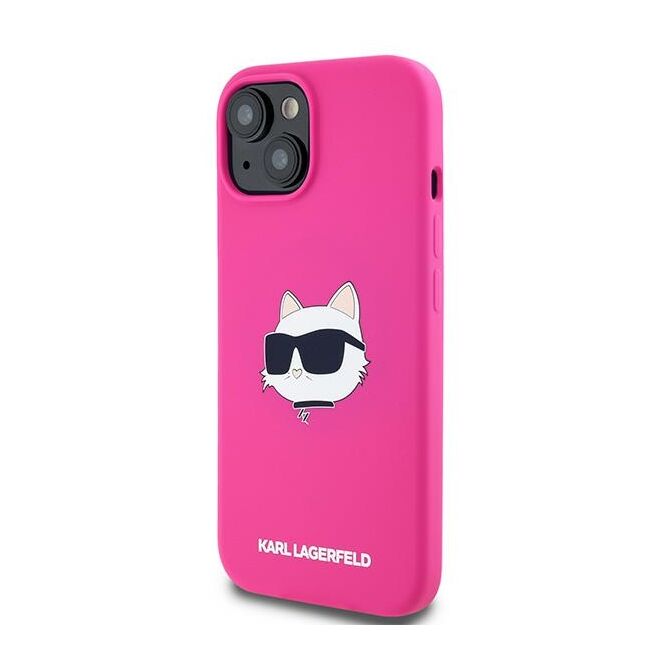 Husa pentru  iPhone 15 Karl Lagerfeld - Silicone MagSafe - fucsia