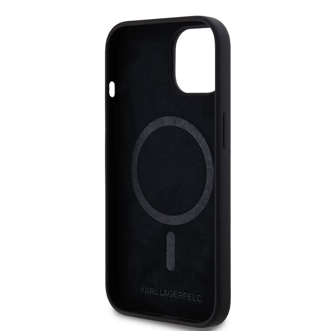 Husa pentru  iPhone 15 Karl Lagerfeld - Silicone MagSafe - negru royal