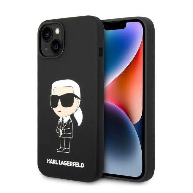 Husa pentru  iPhone 15 Karl Lagerfeld - Silicone MagSafe - negru