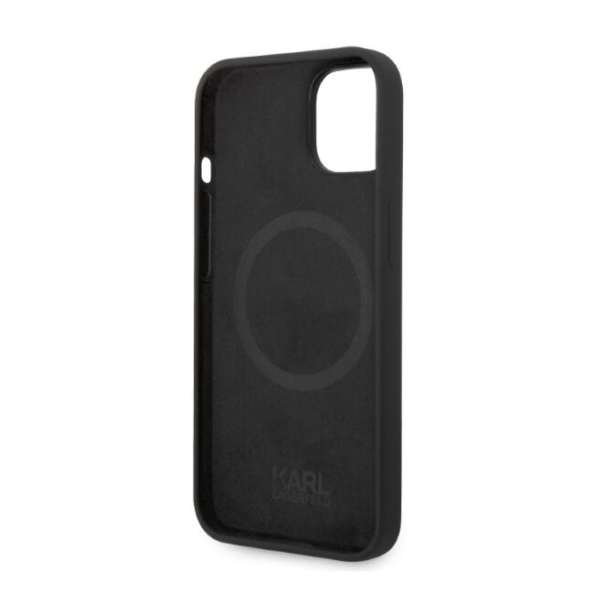 Husa pentru  iPhone 15 Karl Lagerfeld - Silicone MagSafe - negru