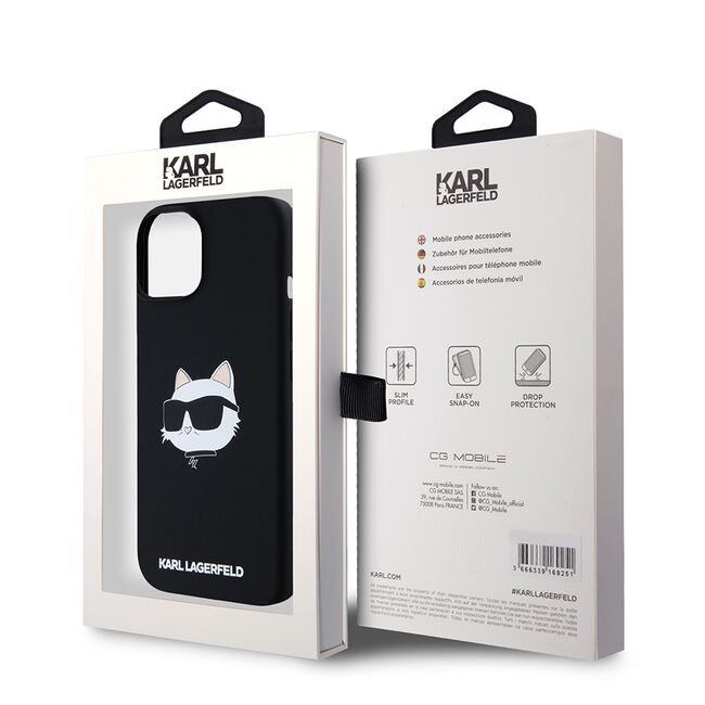 Husa pentru  iPhone 15 Karl Lagerfeld - Silicone MagSafe - negru