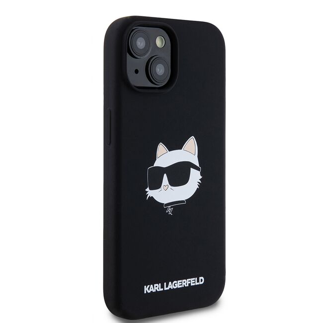 Husa pentru  iPhone 15 Karl Lagerfeld - Silicone MagSafe - negru