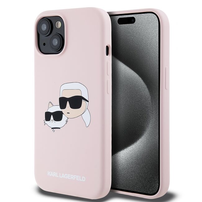 Husa pentru  iPhone 15 Karl Lagerfeld - Silicone MagSafe - roz