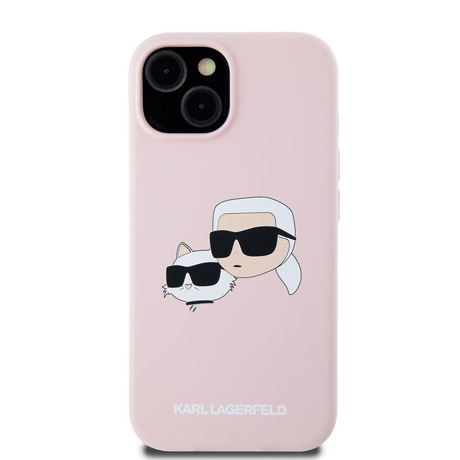 Husa pentru  iPhone 15 Karl Lagerfeld - Silicone MagSafe - roz