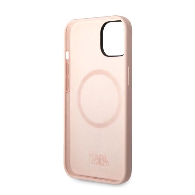 Husa pentru  iPhone 15 Karl Lagerfeld - Silicone MagSafe - roz