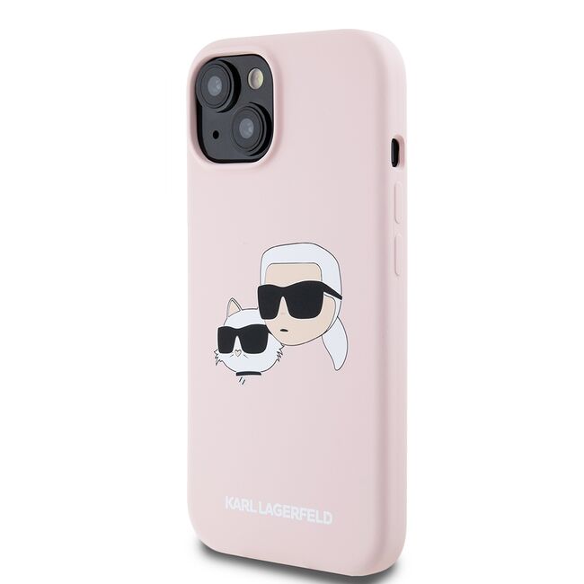 Husa pentru  iPhone 15 Karl Lagerfeld - Silicone MagSafe - roz