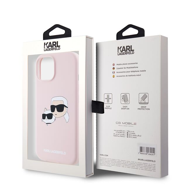 Husa pentru  iPhone 15 Karl Lagerfeld - Silicone MagSafe - roz