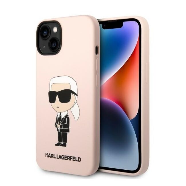 Husa pentru  iPhone 15 Karl Lagerfeld - Silicone MagSafe - roz