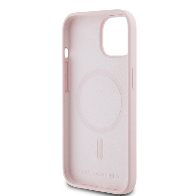 Husa pentru  iPhone 15 Karl Lagerfeld - Silicone MagSafe - roz