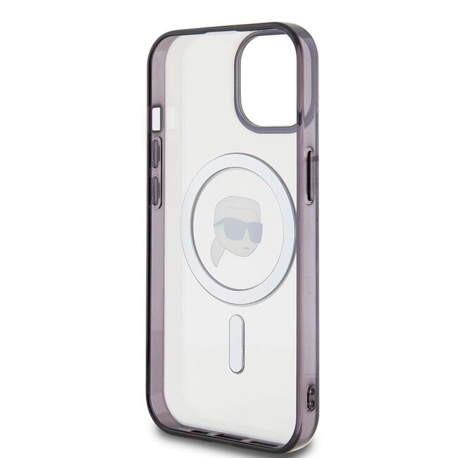 Husa pentru  iPhone 15 Plus Karl Lagerfeld - IML MagSafe - negru transparent