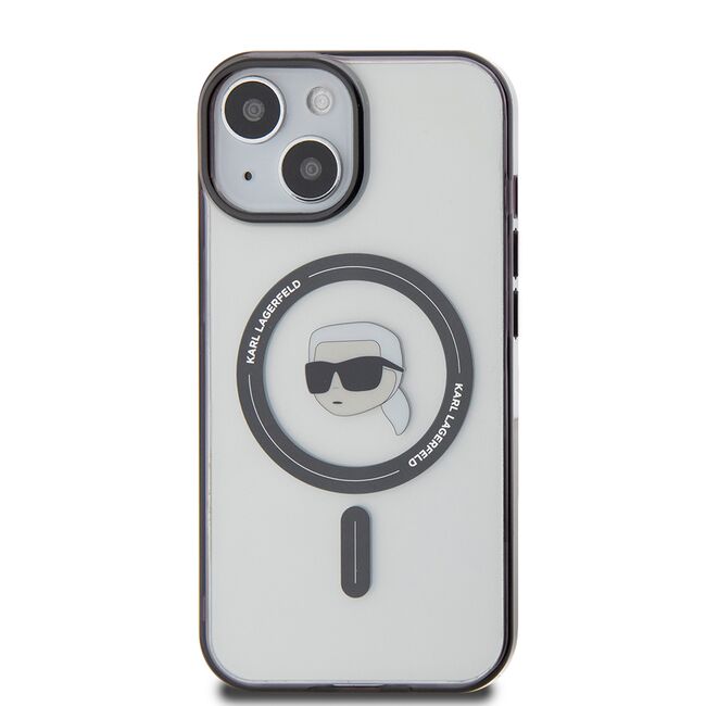 Husa pentru  iPhone 15 Plus Karl Lagerfeld - IML MagSafe - negru transparent