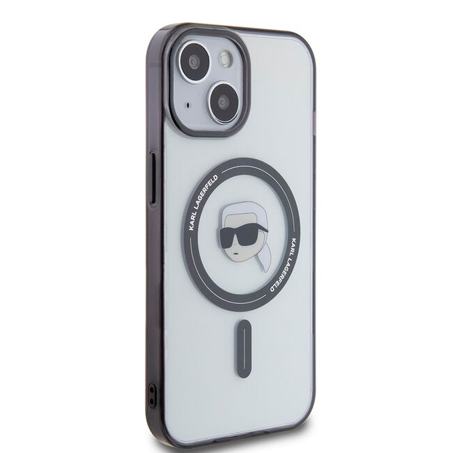 Husa pentru  iPhone 15 Plus Karl Lagerfeld - IML MagSafe - negru transparent