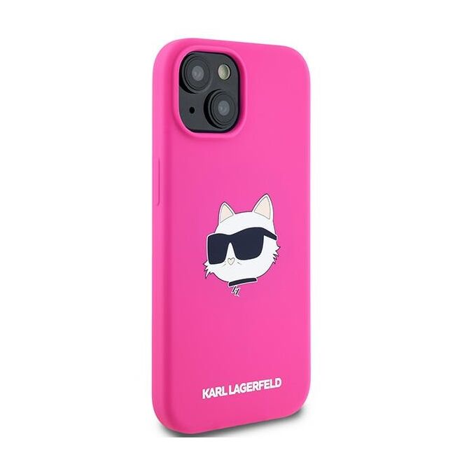 Husa pentru  iPhone 15 Plus Karl Lagerfeld - Silicone MagSafe - fucsia