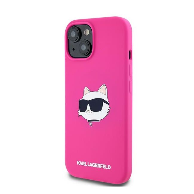 Husa pentru  iPhone 15 Plus Karl Lagerfeld - Silicone MagSafe - fucsia