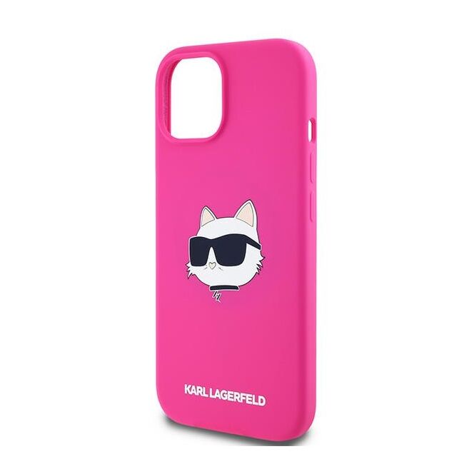 Husa pentru  iPhone 15 Plus Karl Lagerfeld - Silicone MagSafe - fucsia