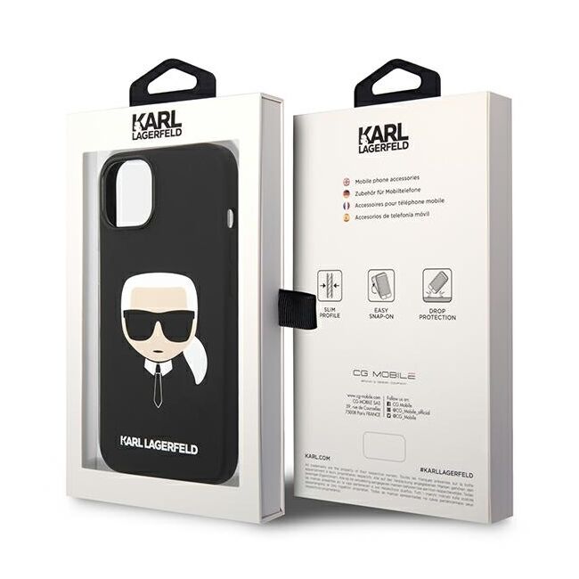 Husa pentru  iPhone 15 Plus Karl Lagerfeld - Silicone MagSafe - negru darth vader