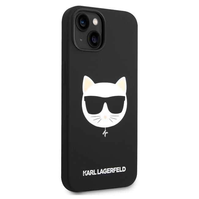 Husa pentru  iPhone 15 Plus Karl Lagerfeld - Silicone MagSafe - negru print