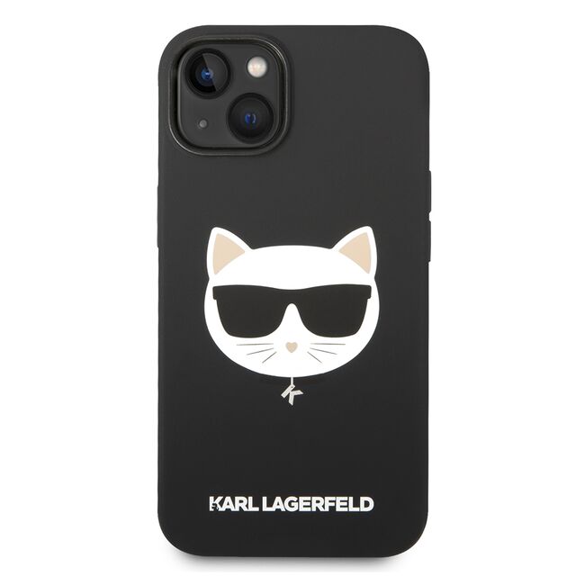Husa pentru  iPhone 15 Plus Karl Lagerfeld - Silicone MagSafe - negru print