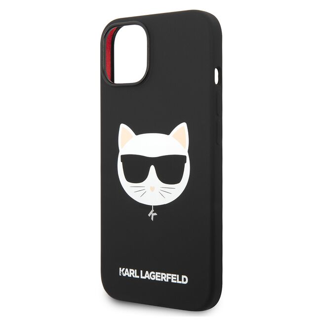 Husa pentru  iPhone 15 Plus Karl Lagerfeld - Silicone MagSafe - negru print