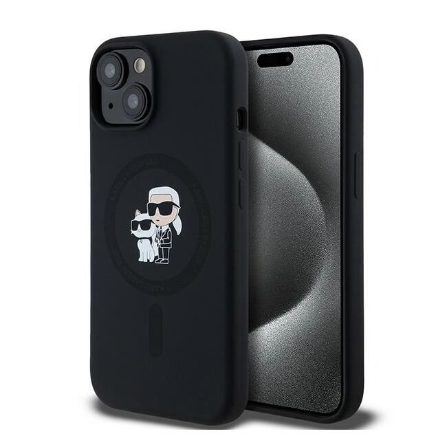 Husa pentru  iPhone 15 Plus Karl Lagerfeld - Silicone MagSafe - negru