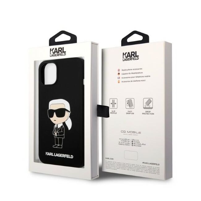Husa pentru  iPhone 15 Plus Karl Lagerfeld - Silicone MagSafe - negru
