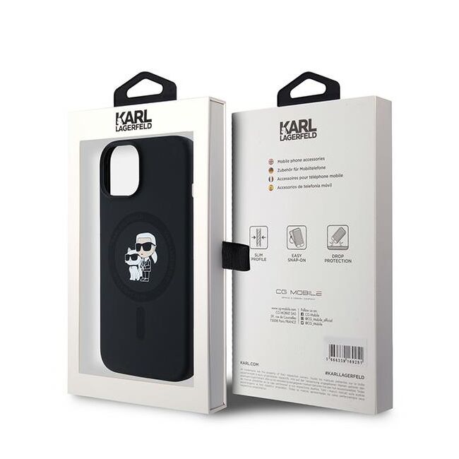 Husa pentru  iPhone 15 Plus Karl Lagerfeld - Silicone MagSafe - negru