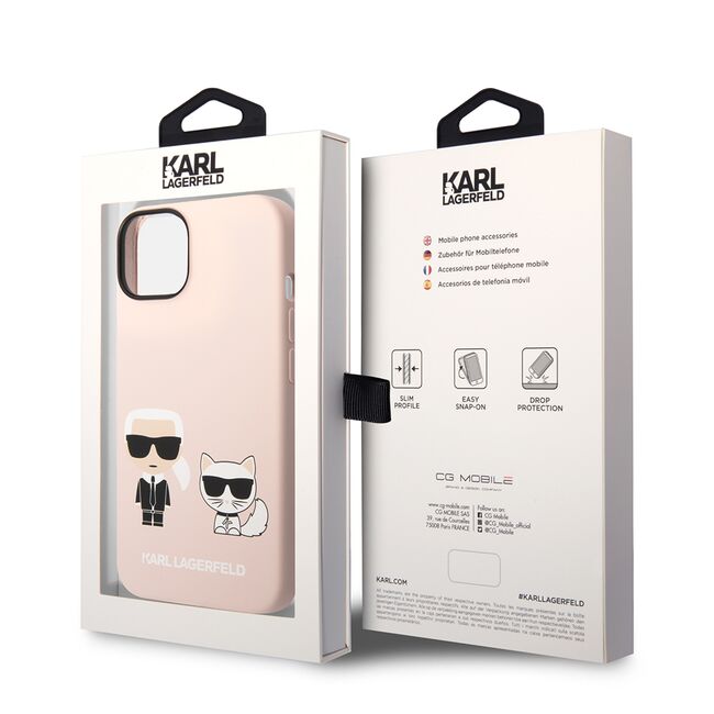 Husa pentru  iPhone 15 Plus Karl Lagerfeld - Silicone MagSafe - roz deschis