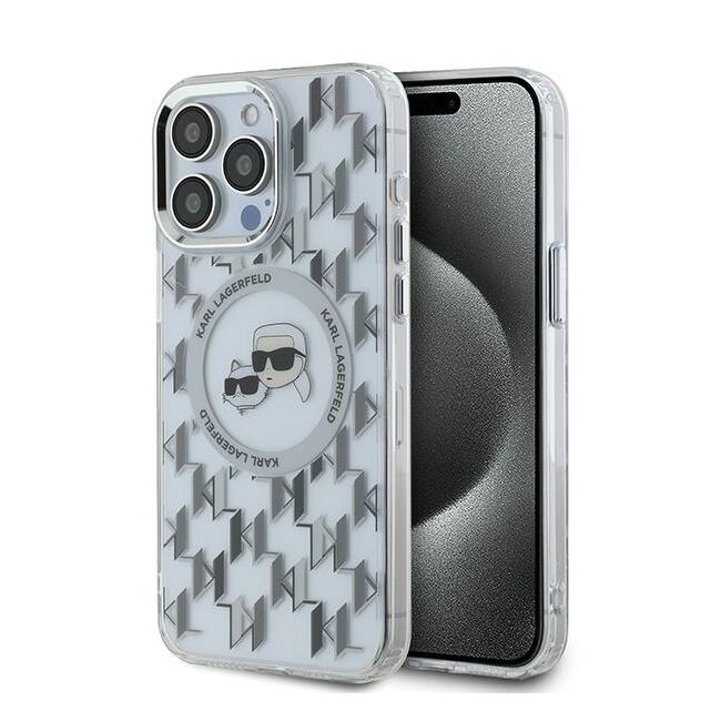 Husa pentru  iPhone 15 Pro Karl Lagerfeld - IML MagSafe - gri deschis