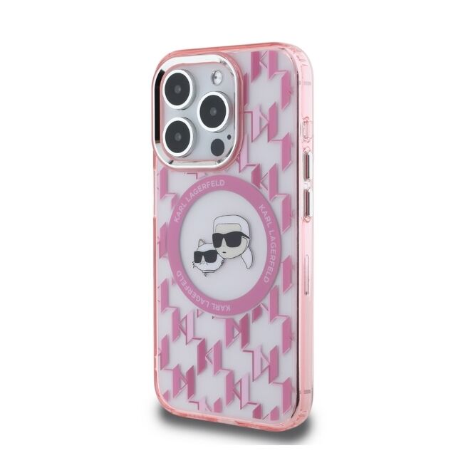 Husa pentru  iPhone 15 Pro Karl Lagerfeld - IML MagSafe - roz neon