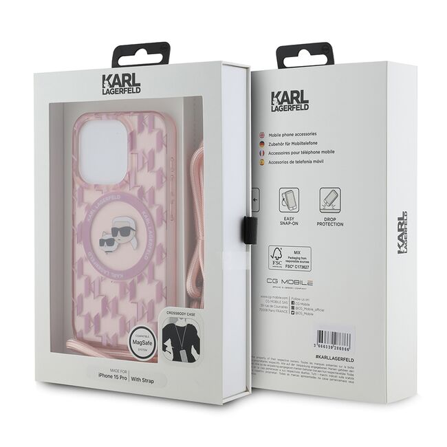 Husa pentru  iPhone 15 Pro Karl Lagerfeld - IML MagSafe - roz pudrat
