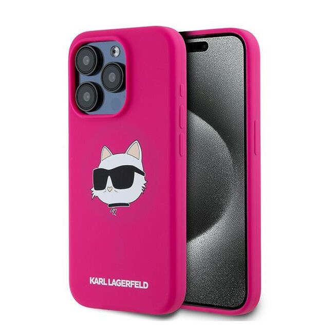 Husa pentru  iPhone 15 Pro Karl Lagerfeld - Silicone MagSafe - fucsia