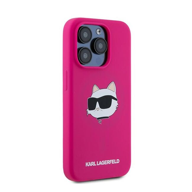 Husa pentru  iPhone 15 Pro Karl Lagerfeld - Silicone MagSafe - fucsia