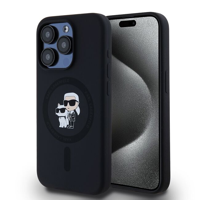 Husa pentru  iPhone 15 Pro Karl Lagerfeld - Silicone MagSafe - negru