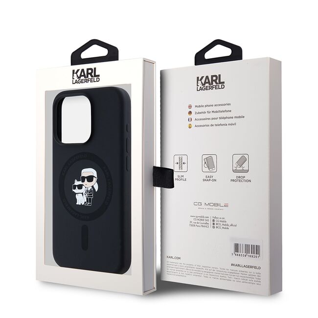 Husa pentru  iPhone 15 Pro Karl Lagerfeld - Silicone MagSafe - negru