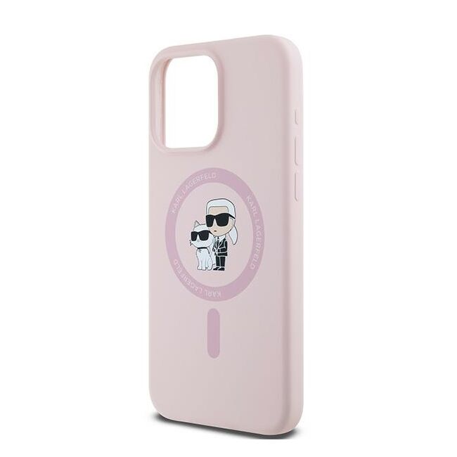 Husa pentru  iPhone 15 Pro Karl Lagerfeld - Silicone MagSafe - roz neon