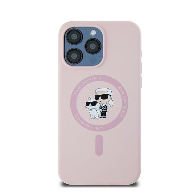 Husa pentru  iPhone 15 Pro Karl Lagerfeld - Silicone MagSafe - roz neon