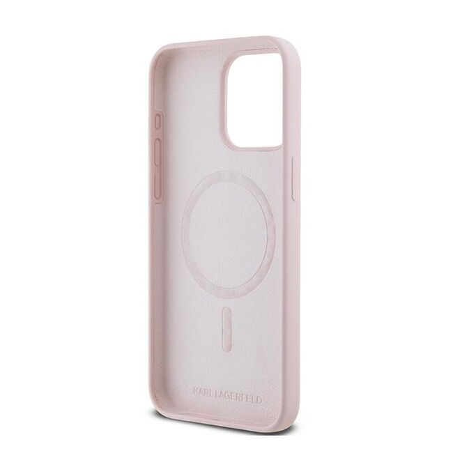 Husa pentru  iPhone 15 Pro Karl Lagerfeld - Silicone MagSafe - roz neon