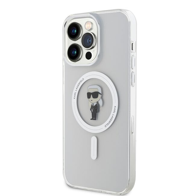 Husa pentru  iPhone 15 Pro Max Karl Lagerfeld - IML MagSafe - alb zapada