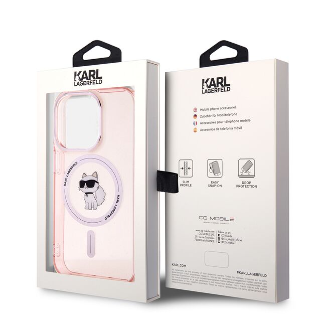 Husa pentru  iPhone 15 Pro Max Karl Lagerfeld - IML MagSafe - roz neon