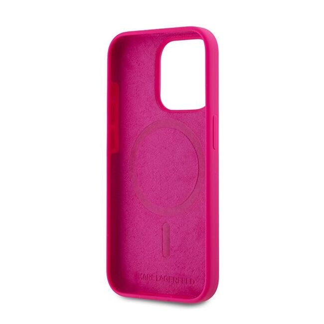 Husa pentru  iPhone 15 Pro Max Karl Lagerfeld - Silicone MagSafe - fucsia