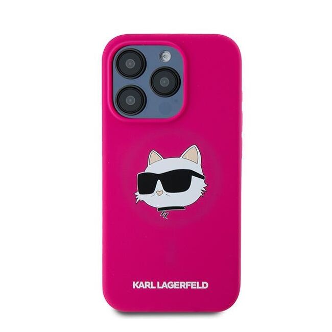 Husa pentru  iPhone 15 Pro Max Karl Lagerfeld - Silicone MagSafe - fucsia