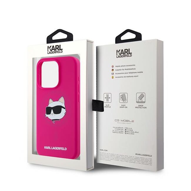 Husa pentru  iPhone 15 Pro Max Karl Lagerfeld - Silicone MagSafe - fucsia