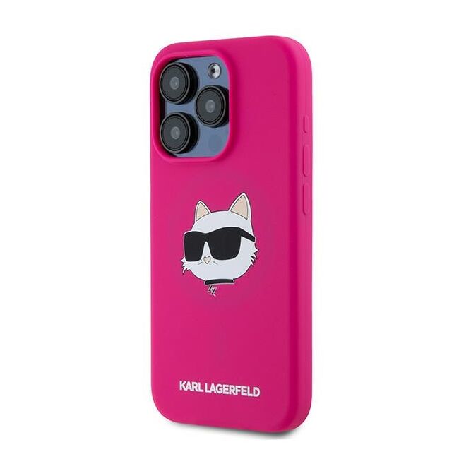 Husa pentru  iPhone 15 Pro Max Karl Lagerfeld - Silicone MagSafe - fucsia