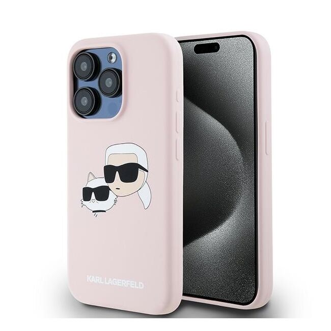 Husa pentru  iPhone 15 Pro Max Karl Lagerfeld - Silicone MagSafe - roz