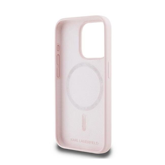 Husa pentru  iPhone 15 Pro Max Karl Lagerfeld - Silicone MagSafe - roz