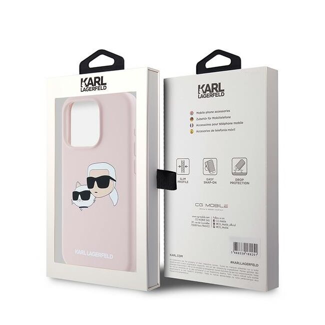 Husa pentru  iPhone 15 Pro Max Karl Lagerfeld - Silicone MagSafe - roz