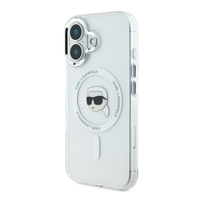 Husa pentru  iPhone 16 Karl Lagerfeld - IML MagSafe - alb