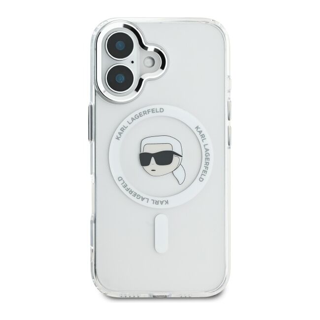 Husa pentru  iPhone 16 Karl Lagerfeld - IML MagSafe - alb