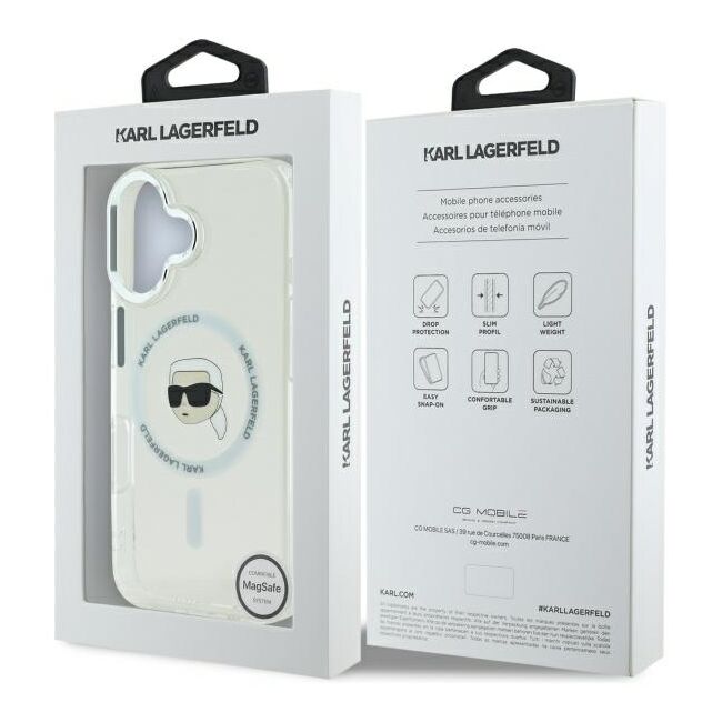 Husa pentru  iPhone 16 Karl Lagerfeld - IML MagSafe - alb