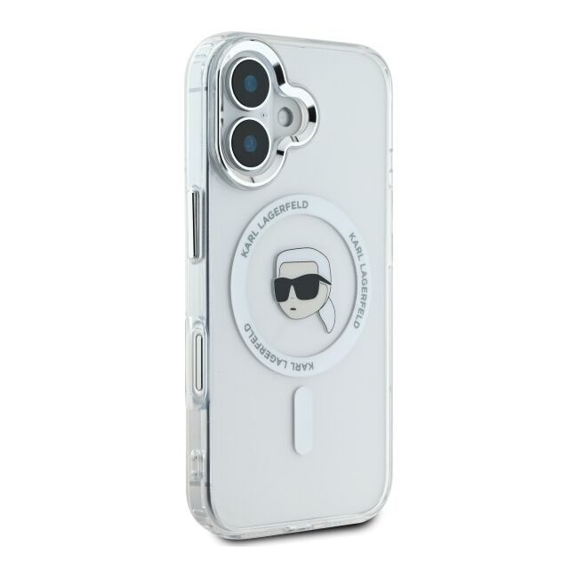 Husa pentru  iPhone 16 Karl Lagerfeld - IML MagSafe - alb